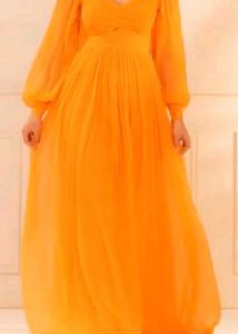 Elegant Orange Maxi Gown Self Designed