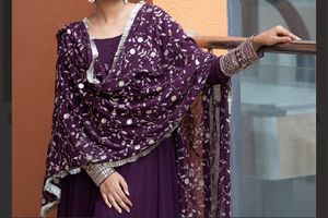 Elegant Purple Anarkali Suit with Dupatta