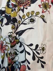 White Floral Print Button-Up Shirt