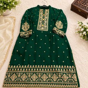 Elegant Green Embroidered Shrara suit