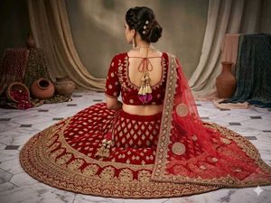 Exquisite Red Velvet Lehenga Choli