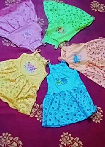 Girls Frock And Shorts Set -5 Pcs Pack
