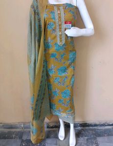 Mustard Floral Kurta Set with Dupatta