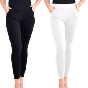 Women Leggings Black &amp; White (Pack Of 2)