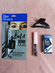 Blue Heaven Kajal Eyeliner lipstic & clutcher comb