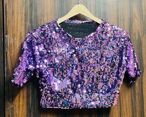 Sparkling Purple Sequin Blouse