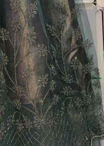 Elegant Smoky Grey Embroidered Party Wear Gown