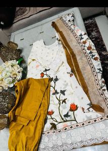 mew white &amp; brown patch work suit