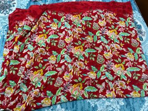 Vibrant Floral Print Red Saree with Blouse