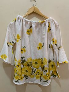 Off-Shoulder Floral Print Top