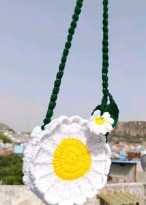 Handmade Daisy Crochet Sling Bag