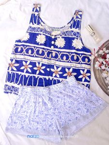 Blue Floral Romper Set