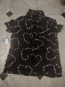 Black Printed Pajama Set