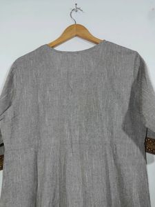 Sanganeri Grey  Kurtas(Women's)
