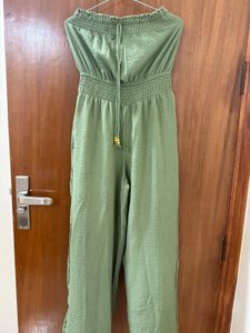 Olive Green Strapless Jumpsuit- upto medium
