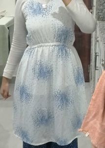 White &amp; Blue Sleeveless Dress