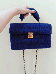 Blue Crochet Handbag