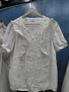 Elegant White Lace Trim Blouse