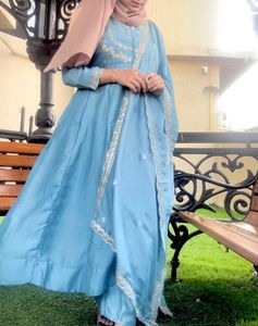 Elegant Blue Embroidered Kurta Set