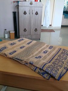 Elegant Beige &amp; Blue Saree