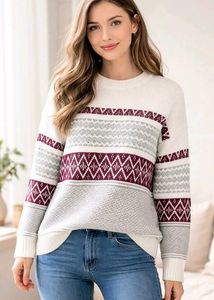 Stylish Men's Fair Isle Knit Sweater Size-38-40