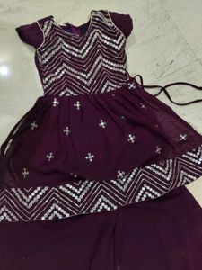 Girls' Festive Purple Sharara Suit