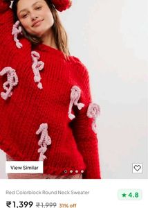 Newme Pinteresty Chunky Knit Red Sweater with Bows