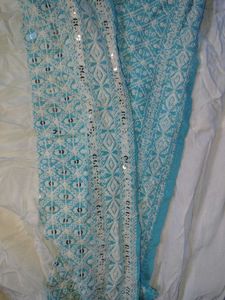 White Palazzos with Sequined Border