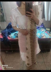 baby pink satin kurta set