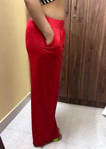 Flowy Red Palazzo Pants