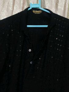 Men's Black Kurta with Sequins