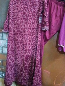 Maroon Printed Kurta Set with Dupatta