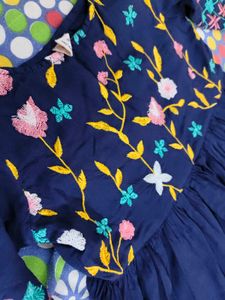 Navy Blue Embroidered Kurta