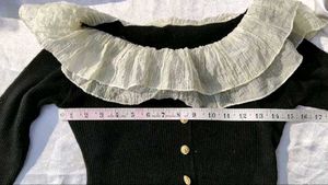 Elegant korean Ruffle Collar Knit Top