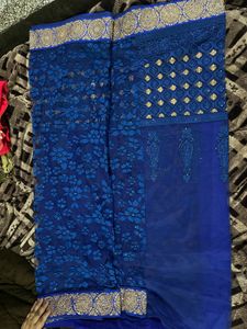 Elegant Blue Floral Saree