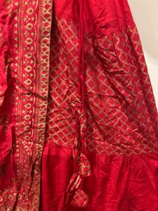 Red Floor Length Ethnic Dress with Gold Border