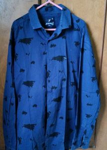 Men's Blue Printed Casual Shirt