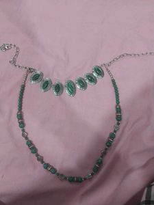 synthetic malachite necklace pair