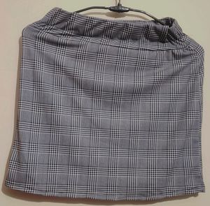 Black &amp; White Check Print Skirt For 6-8  Year Girl