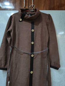 Elegant Brown Button-Up Dress