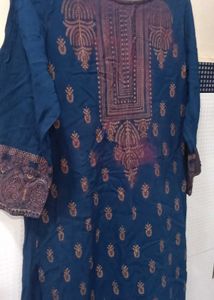 Blue Kurta with Gold Print
