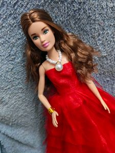 Elegant Red Gown Barbie Doll