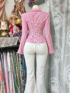 Pink white Striped Corset shirt