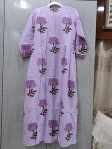 Lilac Floral Print Kurta Set