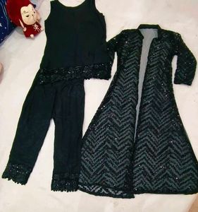 Black Sequin party wear Jacket dress