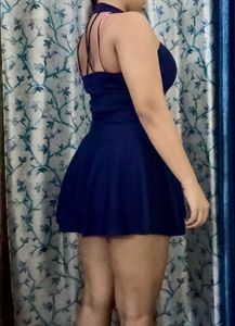 Navy Blue Halter Neck Dress