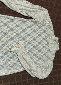 Sheer Lace Mock Neck Top