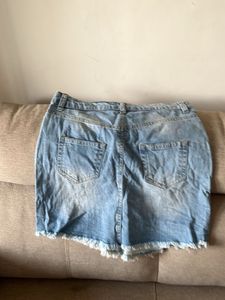 Embroidered Denim Mini Skirt