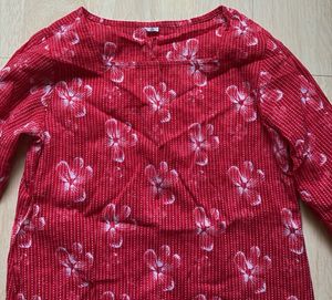 Red Floral Print Kurta