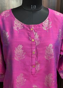 Beautiful Pink Kurta with Silver Floral Print